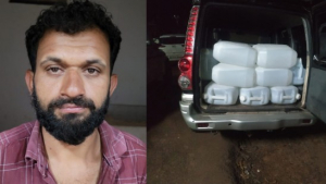 മഞ്ചേശ്വരത്ത് വൻ സ്&zwnj;പിരിറ്റ് വേട്ട; കാറിൽ കടത്തിയ 1000 ലിറ്റർ പിടികൂടി