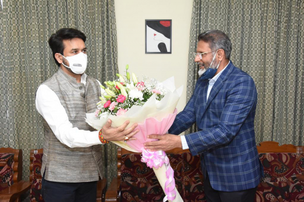 khelo-india-university-games-union-sports-minister-assesses-preparations-at-jain-deemed-to-be-university