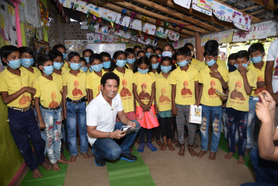 Tendulkar visits tribal children on the eighth anniversary of his retirement