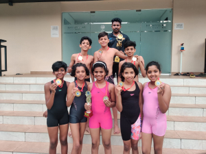 Manappuram Aquatic players won the swimming competition